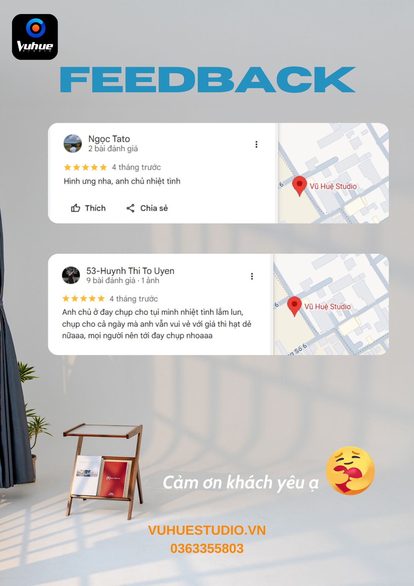 Đánh giá 5 sao thuê studio Vũ Huệ Studio Thủ Đức