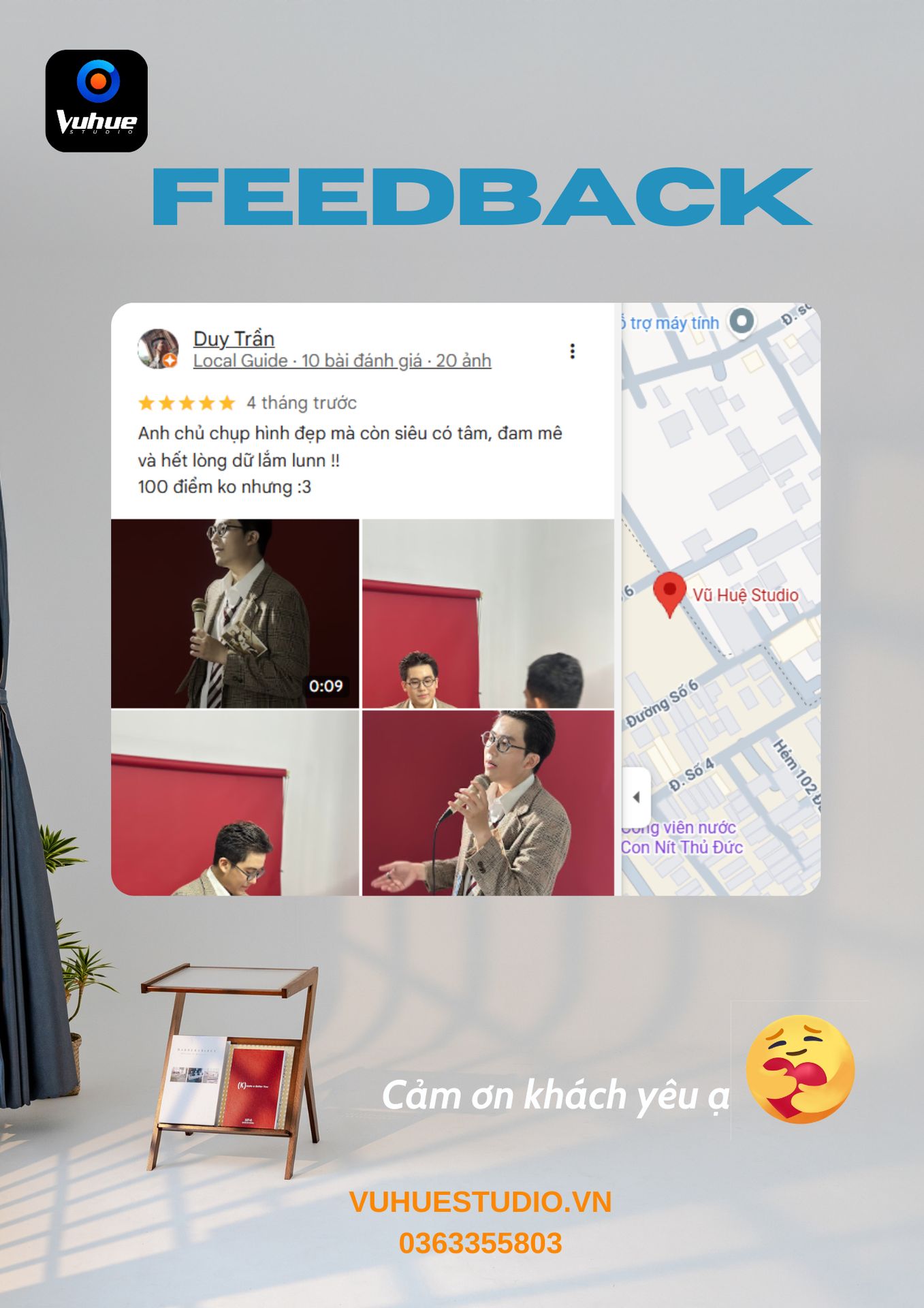 Feedback 5 sao khách Duy Trần – Vũ Huệ Studio