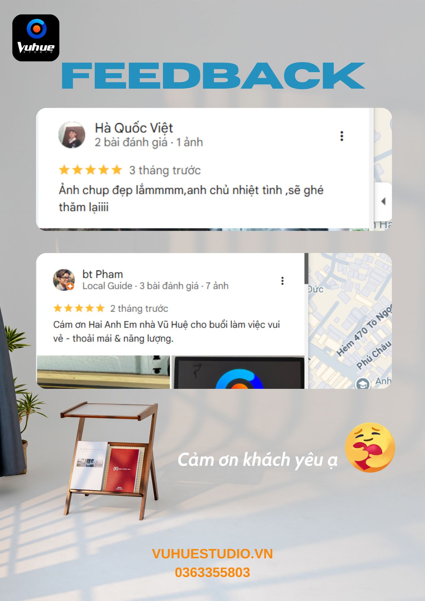 Feedback 5 sao khách thuê studio Vũ Huệ Studio Thủ Đức