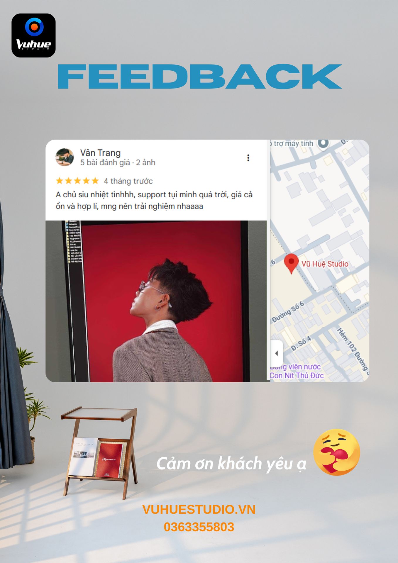 Feedback 5 sao Google Maps - Vũ Huệ Studio